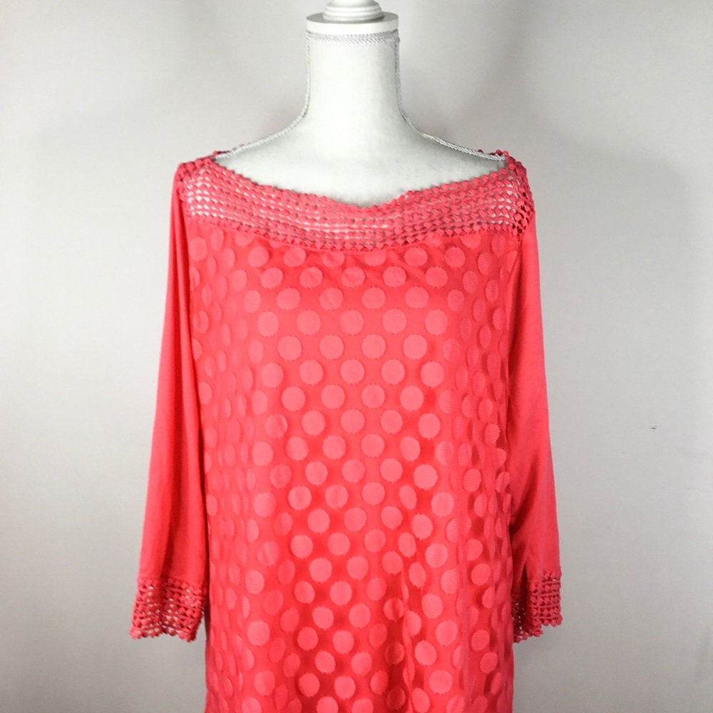 Notations coral polka dot blouse NWT